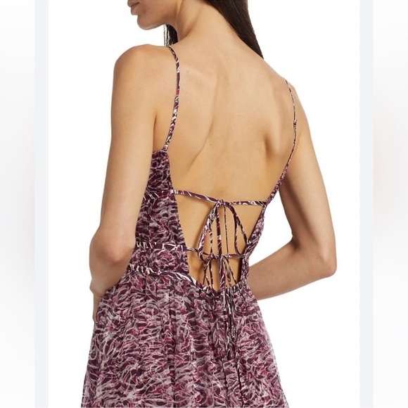 CINQ A SEPT Inkstrokes Daria Silk Midi Dress - Dark Plum - Picture 4 of 8